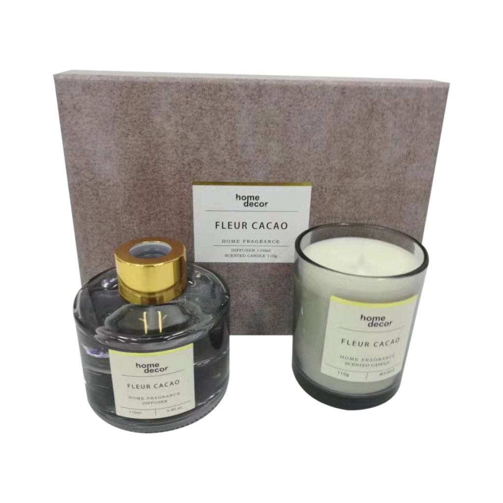 Juego de 2 piezas de vela y difusor Fleur Cacao- Terroso/Leñoso