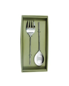 Set 2 Pcs De Cubiertos Para Ensalada Plateada 28X7X2Cm