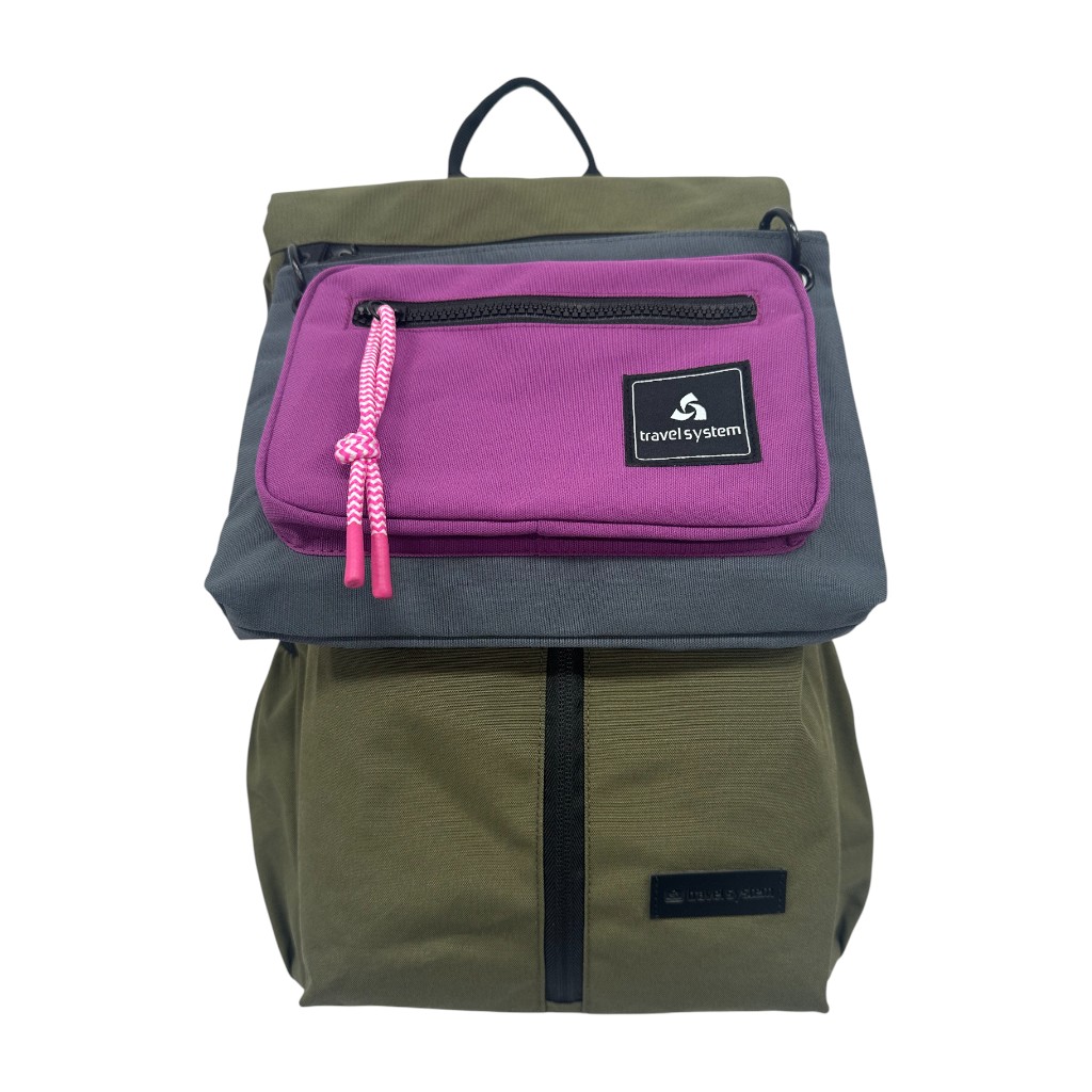 Mochila Color Oliva Para Viaje Con Bolso Removible 17"