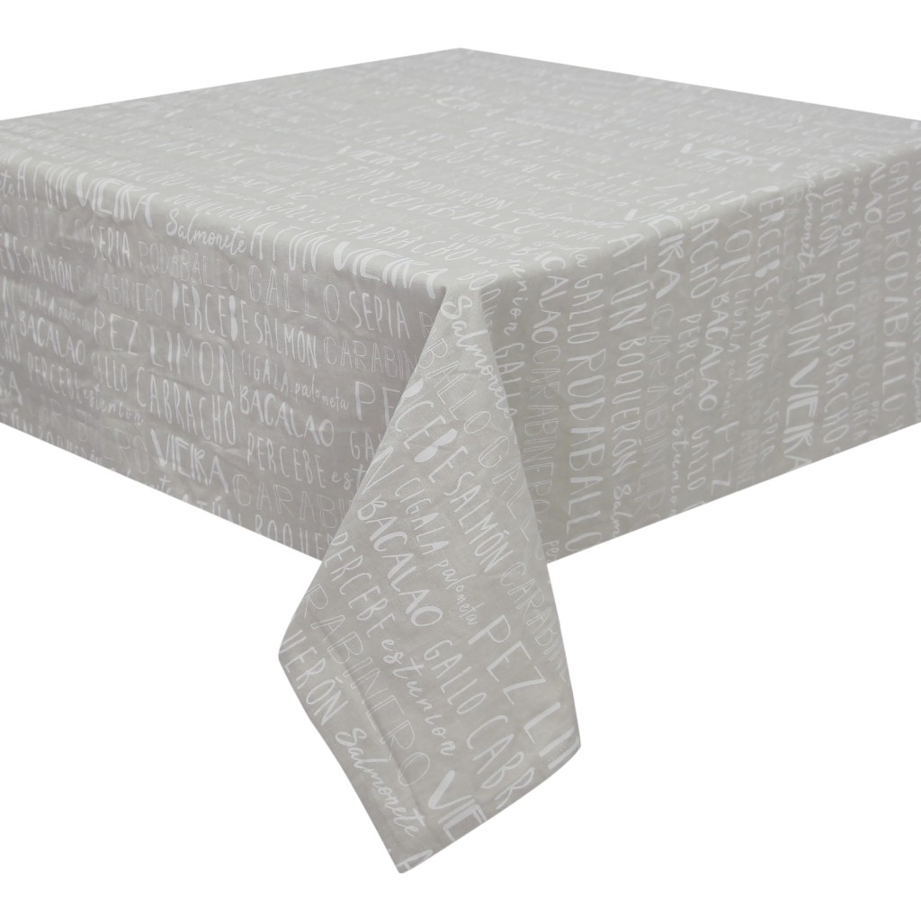 Mantel Gris Con Estampado De Letras 160X320Cm