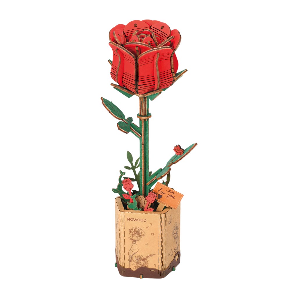 Rompecabezas 3D De Rosa Roja De Madera Robotime