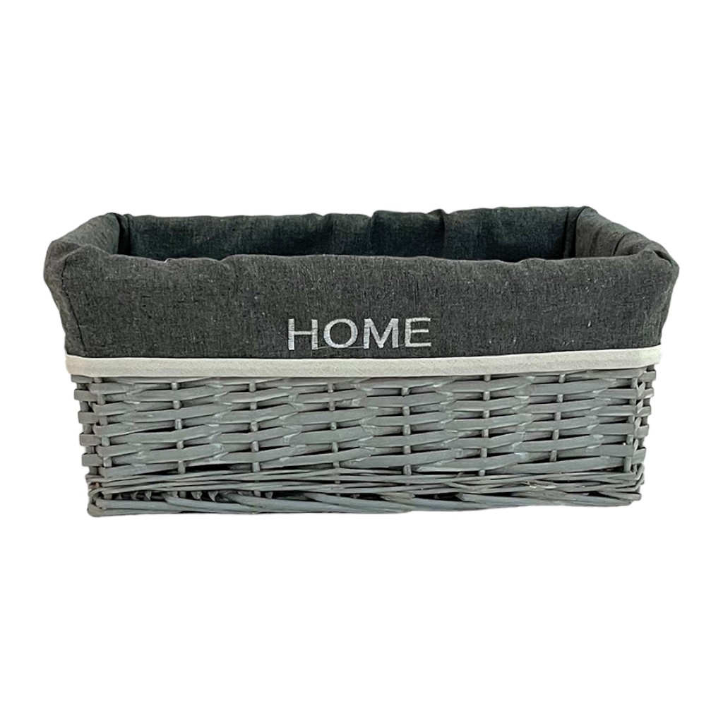 Cesta De Mimbre Con Cubierta De Tela Negro Home 36X26X16Cm