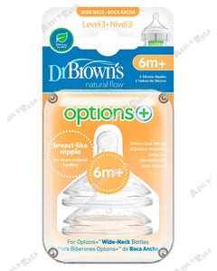 Set de 2 Tetinas de Cuello Ancho Dr Brown Nivel 3