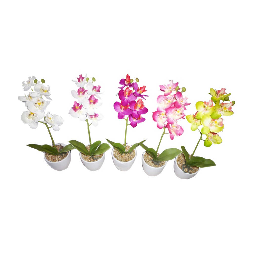 Orquídea Phalaenopsis Artificial En Pote 27cm Surtidos