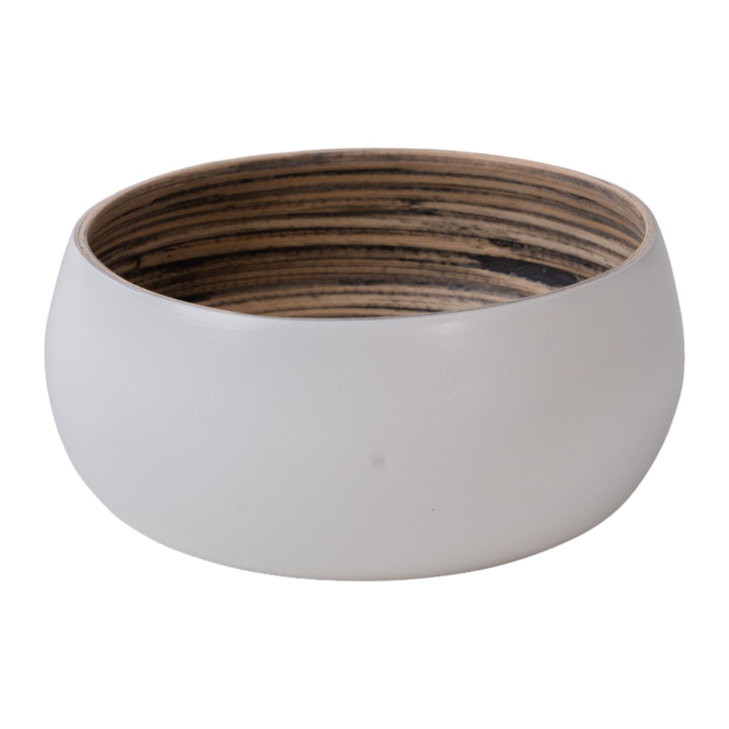 Cuenco Blanco De Bambú 16X7Cm