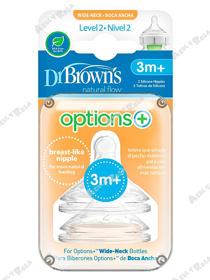 Set de 2 Tetinas de Cuello Ancho Nivel 2 Dr Brown