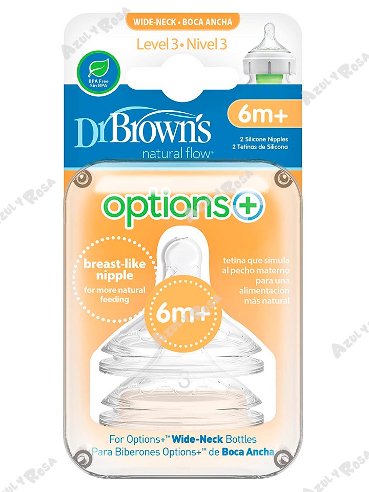 Set de 2 Tetinas de Cuello Ancho Dr Brown Nivel 3