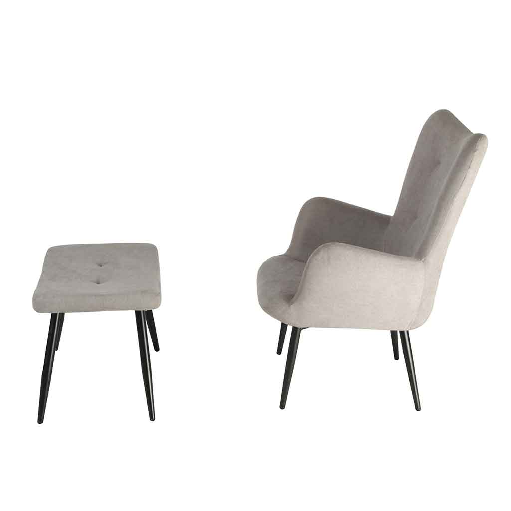SET DE POLTRONA + REPOSAPIES GRIS CLARO BETHANY