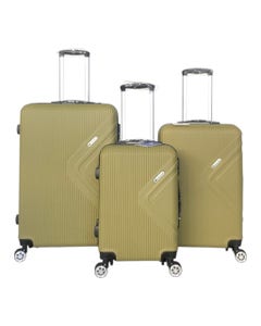 Set De 3 Maletas Abs Verde Con Doble Ruedas