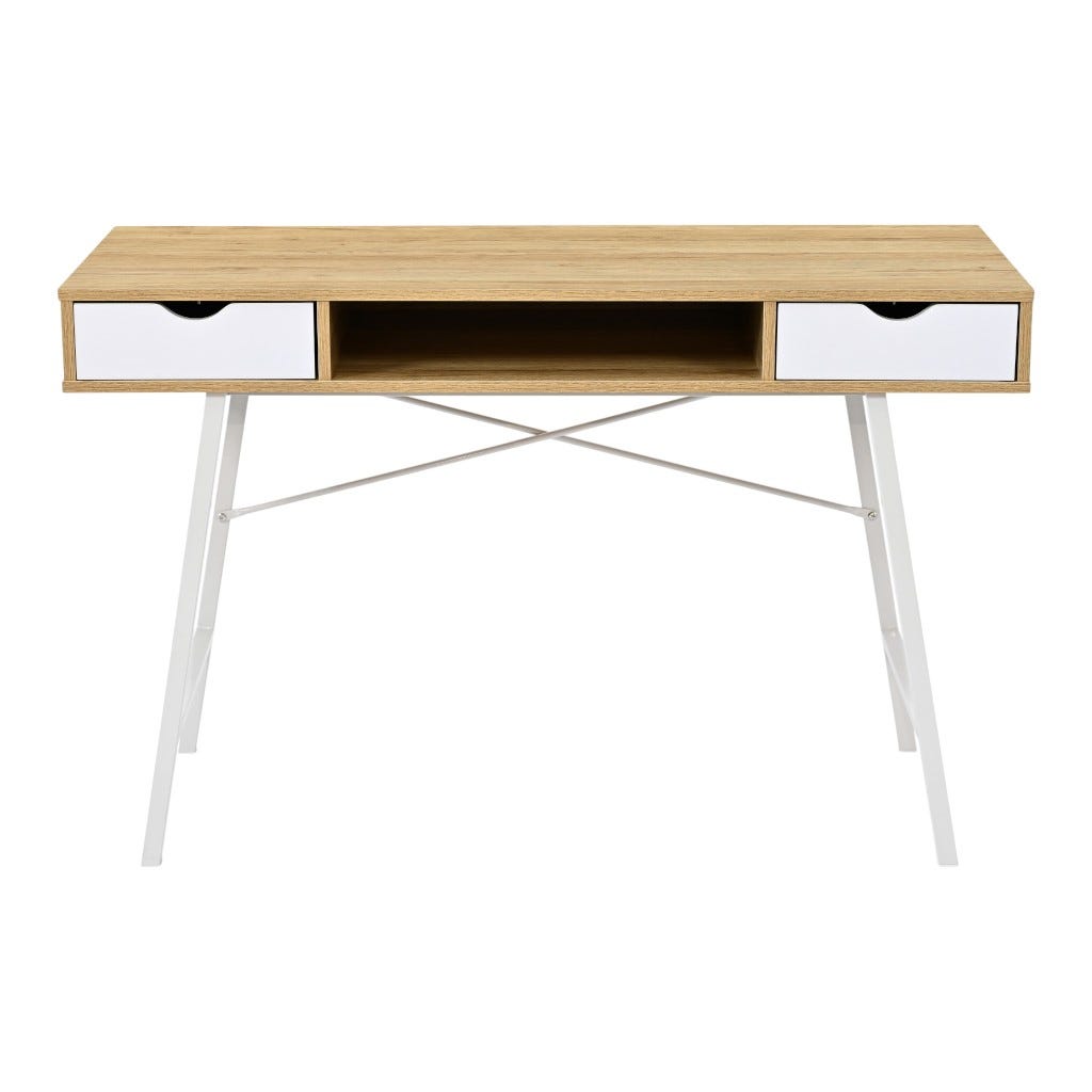Escritorio Ferdi Roble Patas Blancas 120X48X76Cm