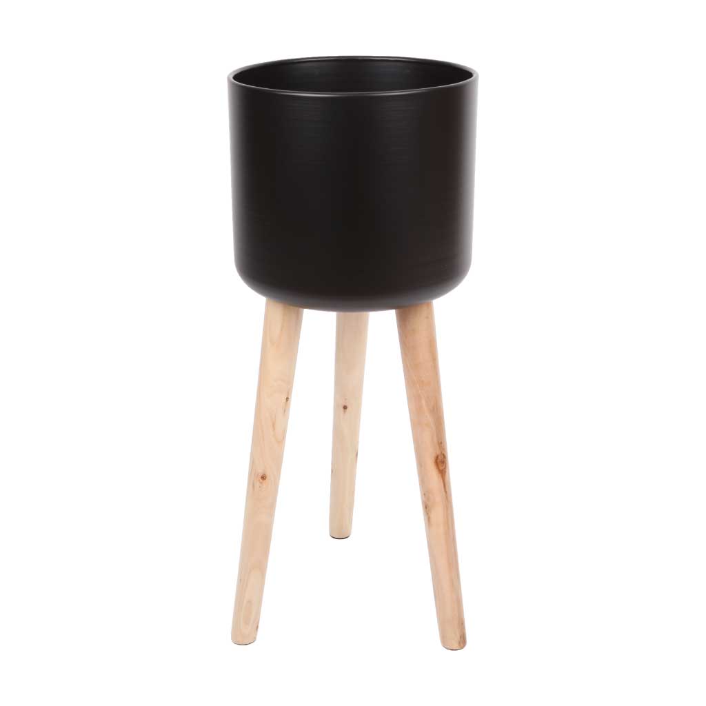 Decorativa Maceta Negra con 3 Patas