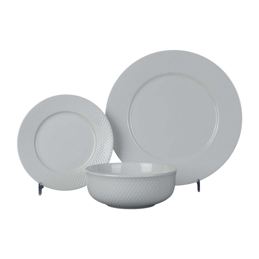 Juego De Vajilla Texturizado Blanco 12 Pzas