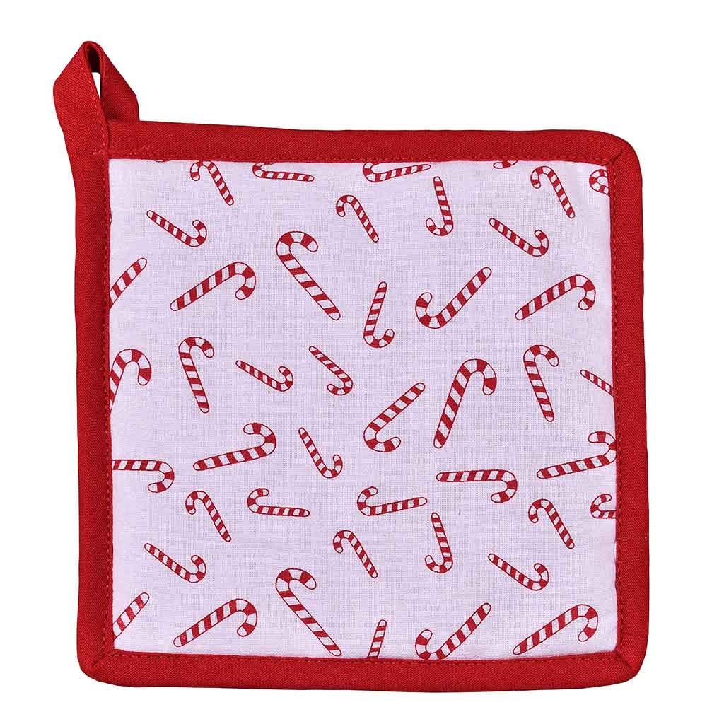 Agarra ollas navideño con estampado de bastón de caramelo 20x20cm