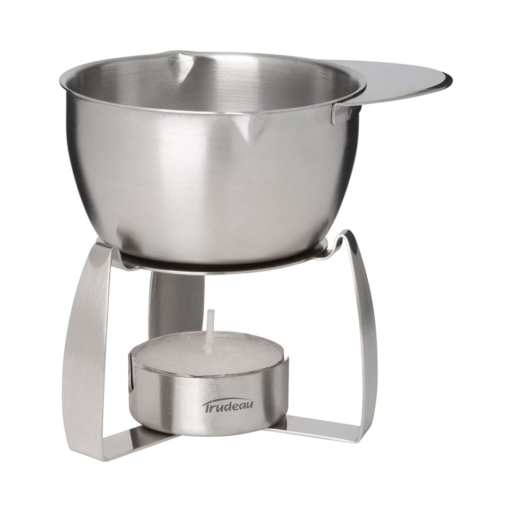 Calentador de mantequilla de acero inoxidable con soporte para vela