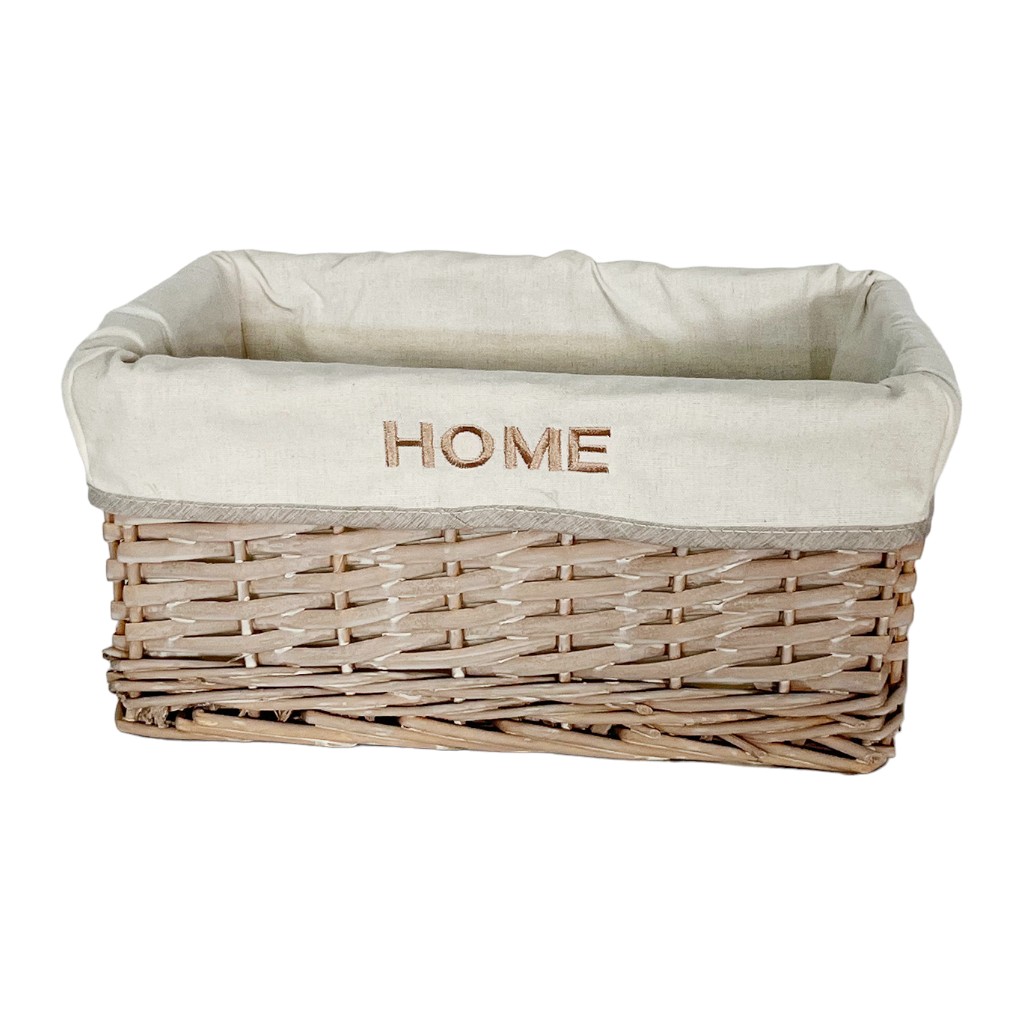 Cesta De Mimbre Con Cubierta De Tela Home 36X26X16Cm