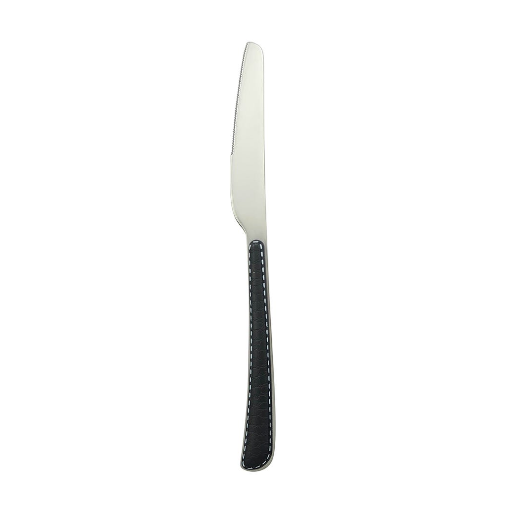 Cuchillo individual plateado con mango negro