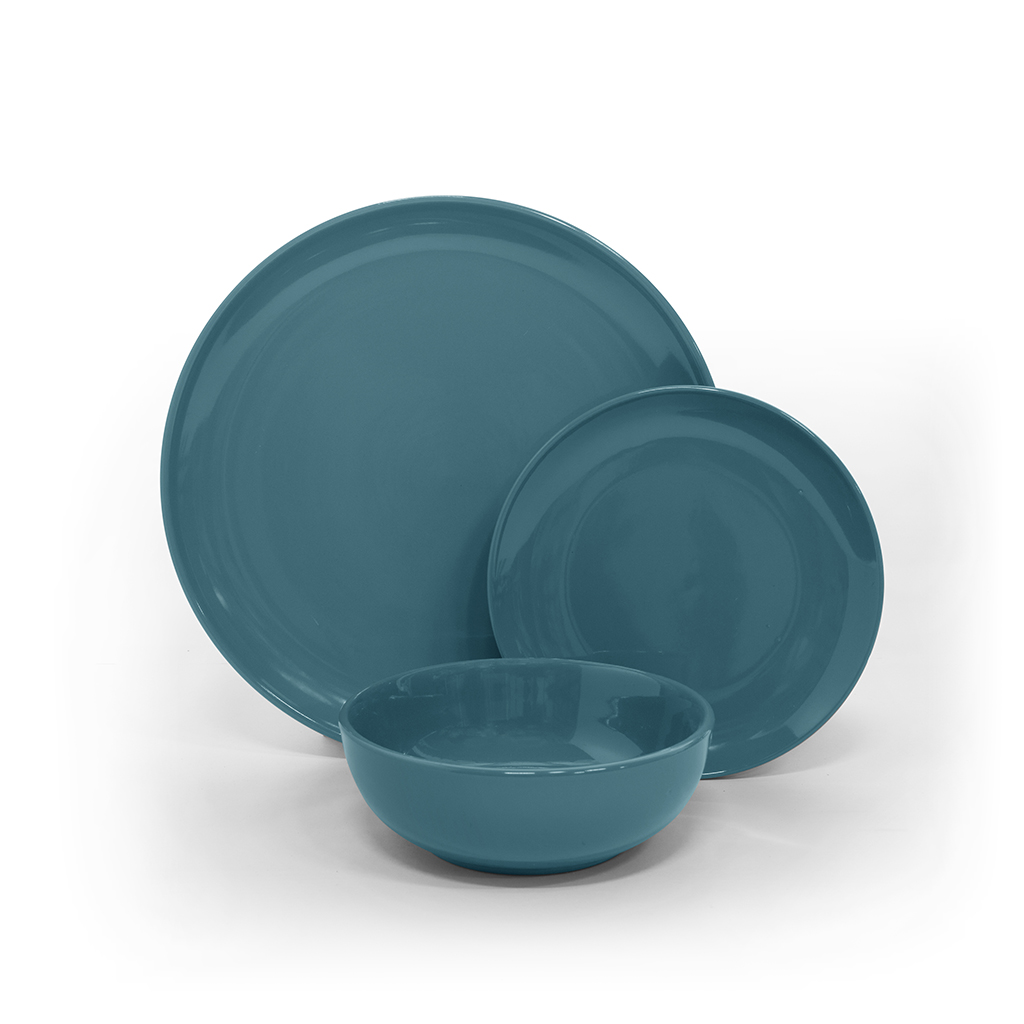 Juego de 12 piezas de vajillas azul claro