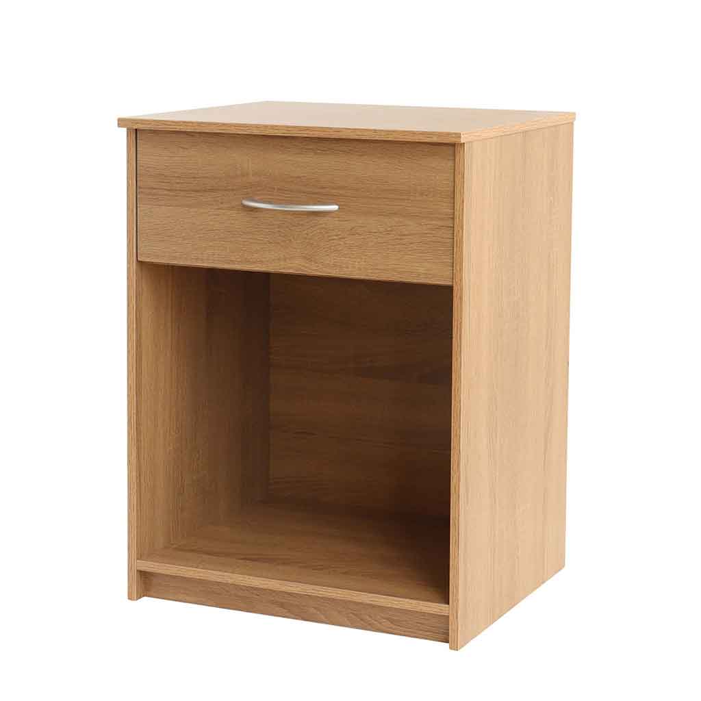 Mesa de noche natural con cajón de mdf
