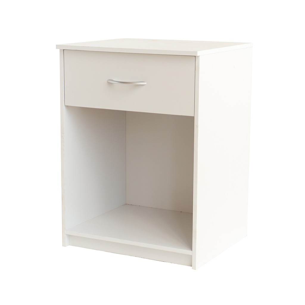 Mesa de noche con cajón blanco de mdf