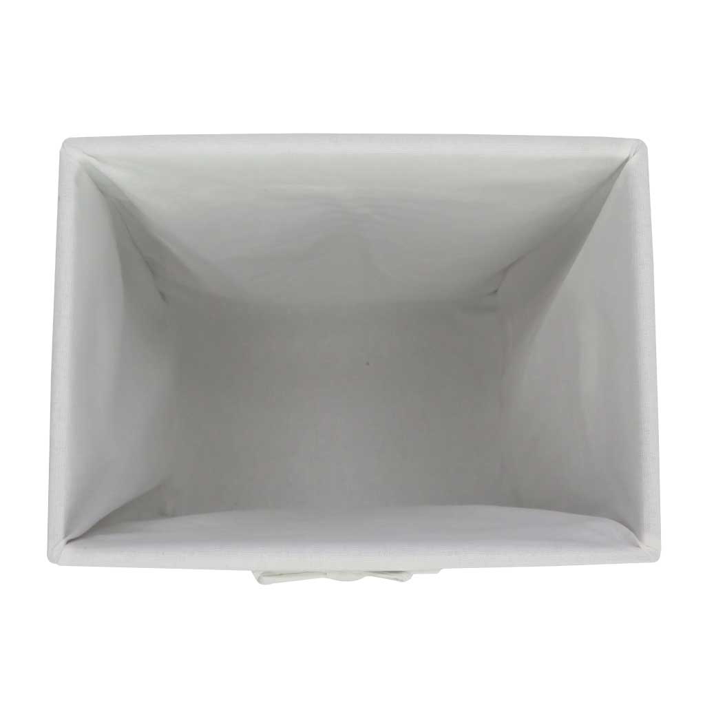 Cesta para ropa de mdf con tapa y tela interior unicolor color gris oscuro y blanco con asas