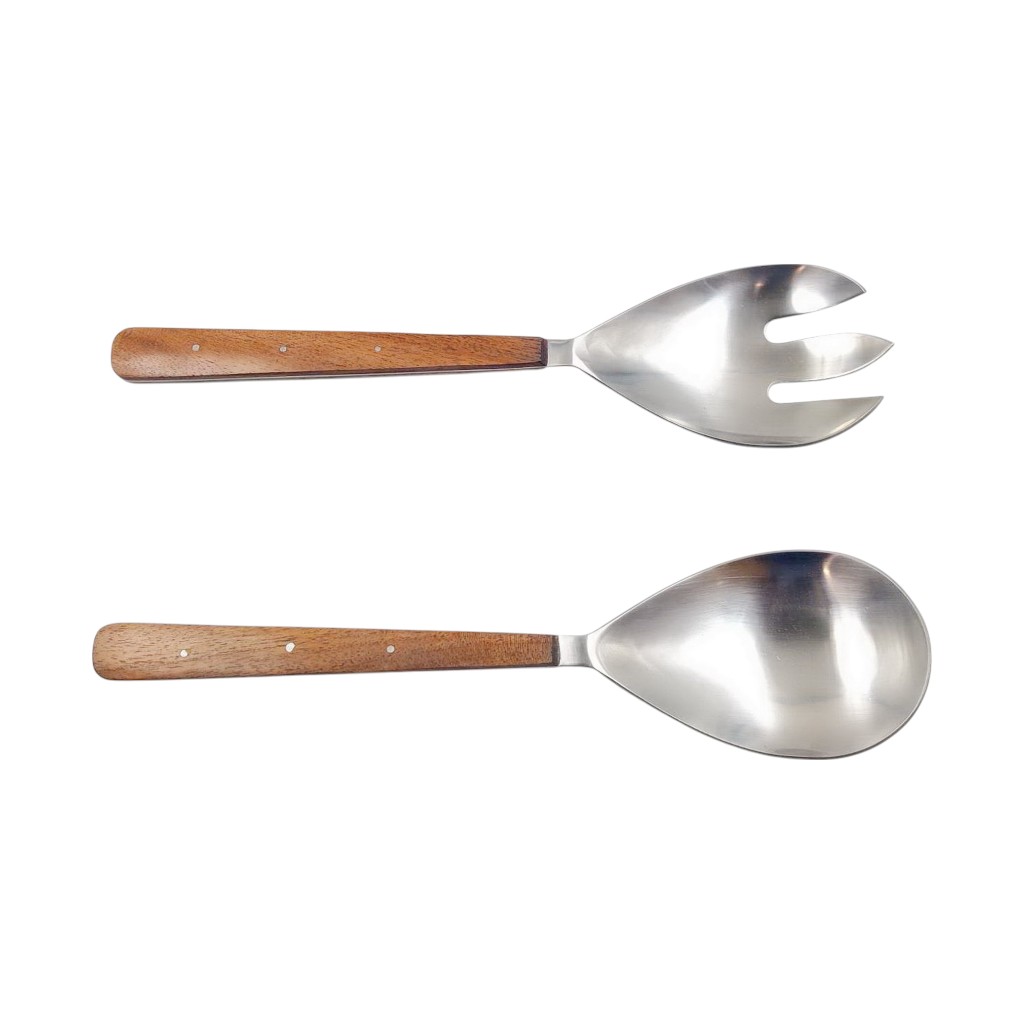 Juego De Cubiertos Con Asa De Madera Para Ensalada 2Pzs