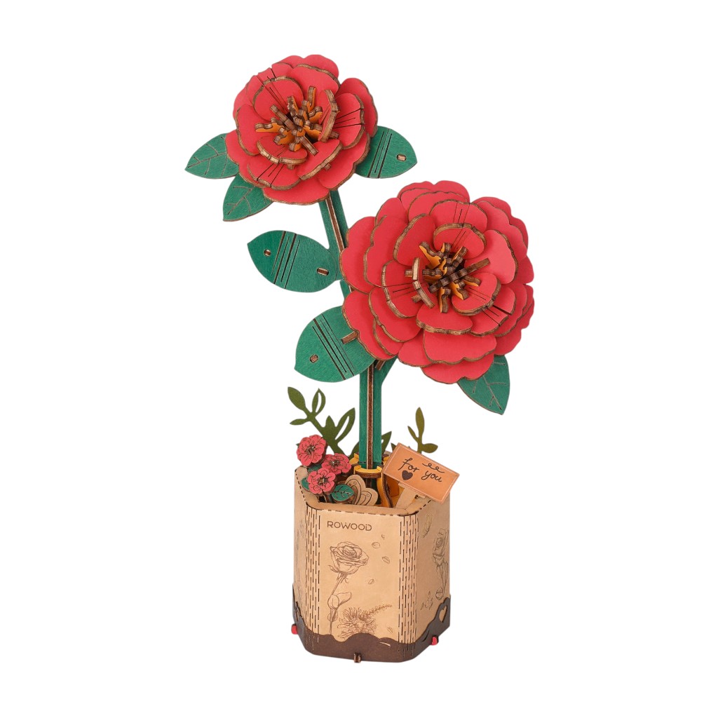 Rompecabezas 3D De Camelia Roja De Madera Robotime