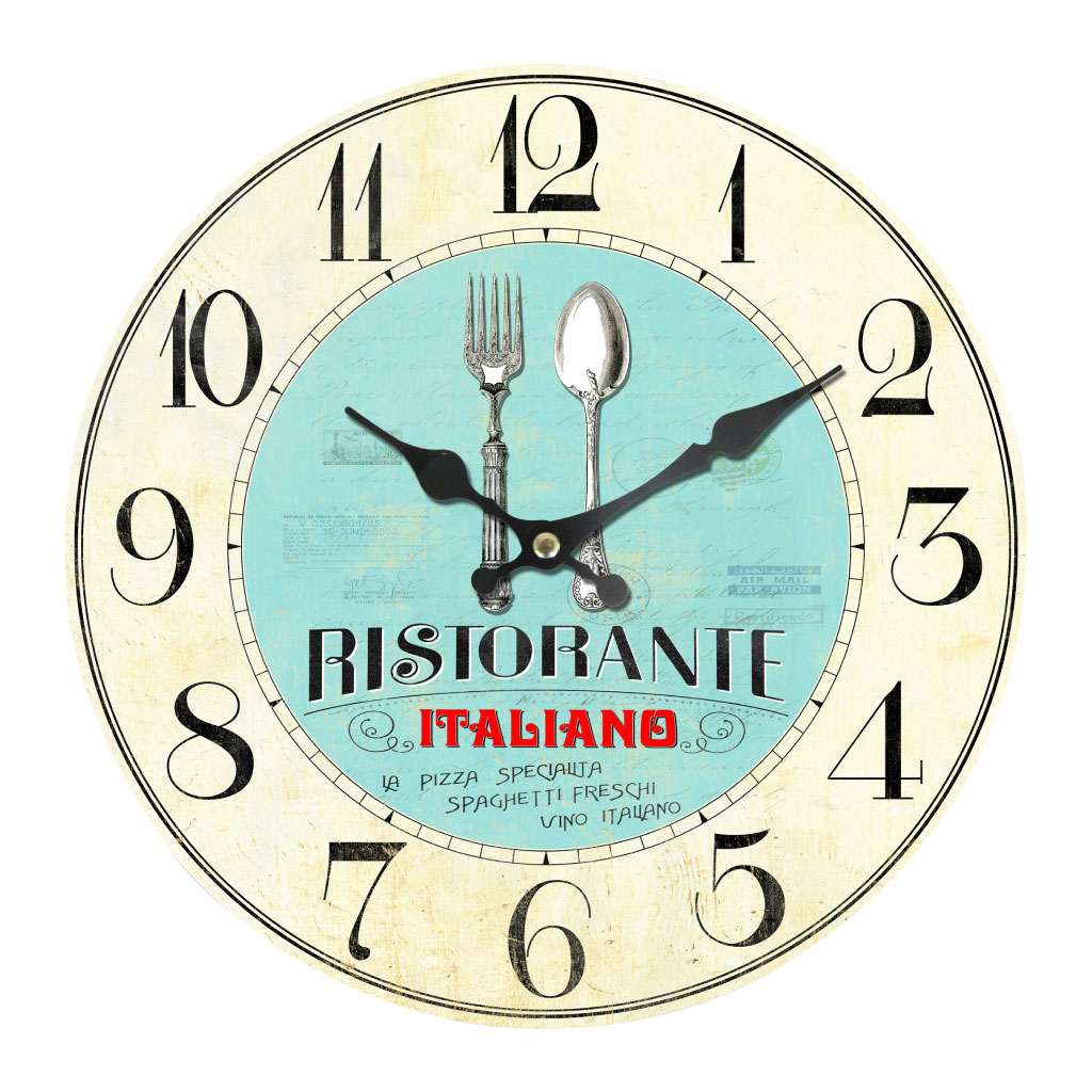 Reloj de pared de cubiertos de ristorante italiano