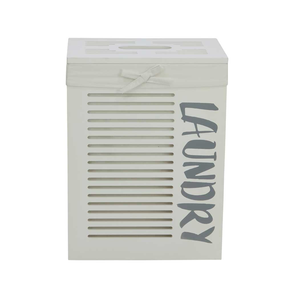 Cesta para ropa de MDF con tapa y tela interior unicolor Laundry