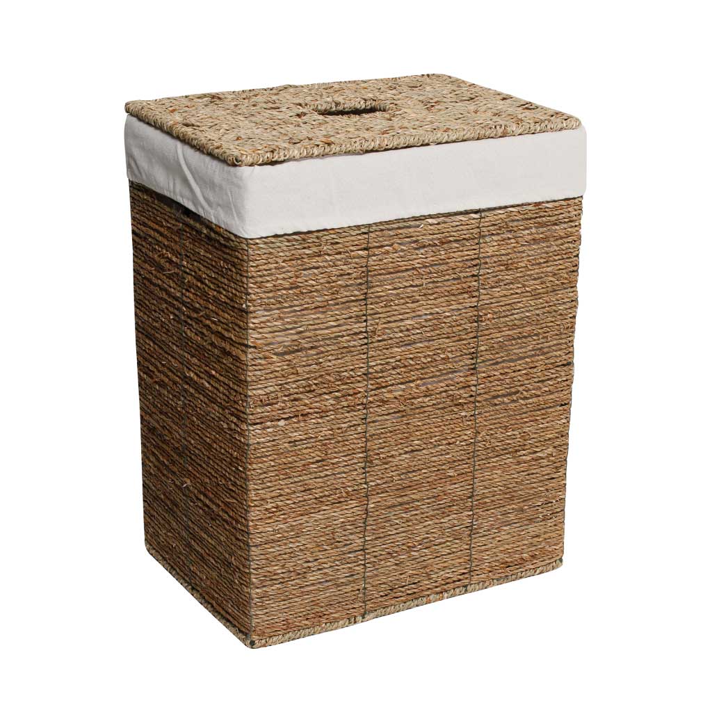 Cesta cuadrada para ropa tejida con tapa