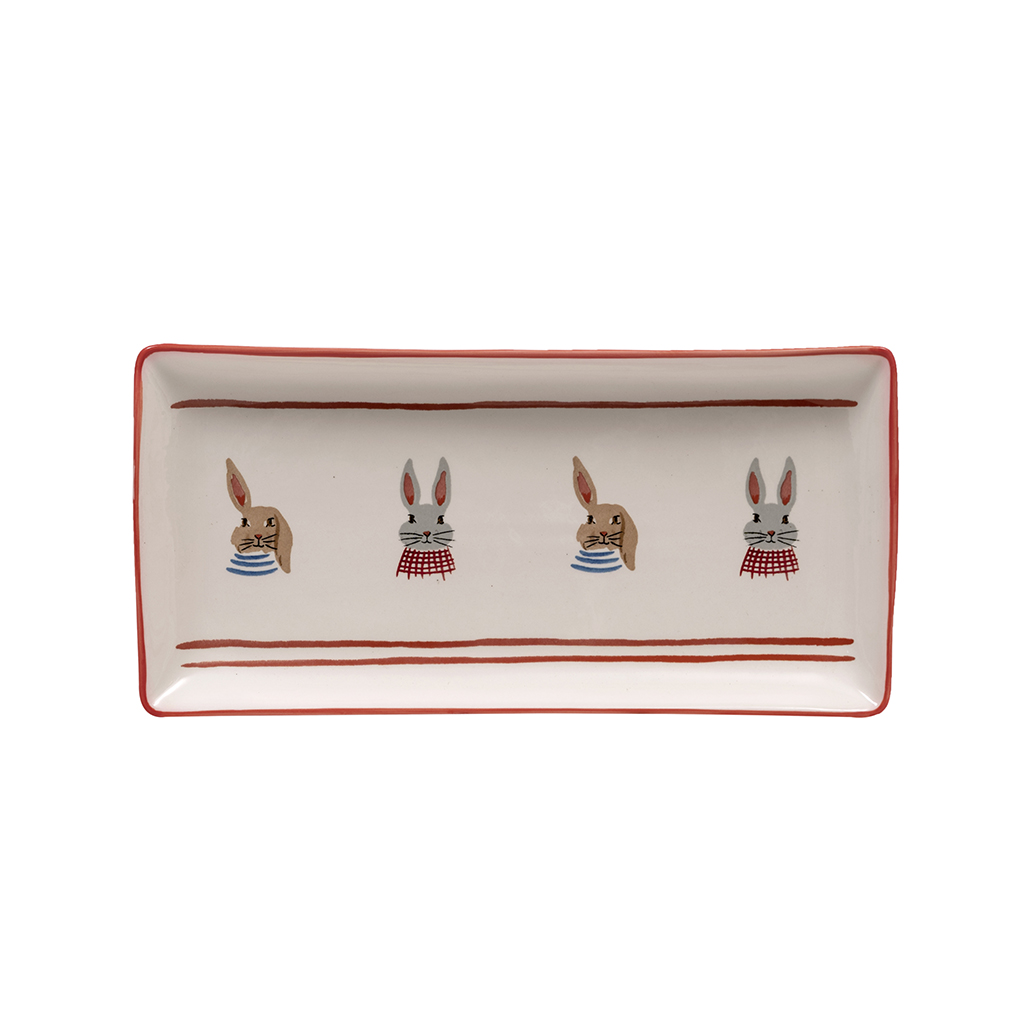 Bandeja con conejos forma rectangular color azul