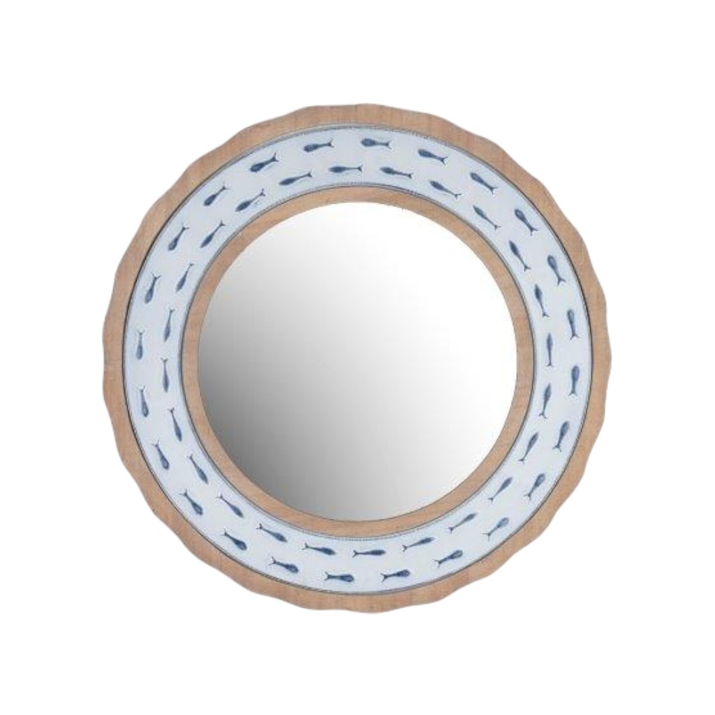 Espejo Circular De Pared Con Estampado De Peces 64x3x64cm