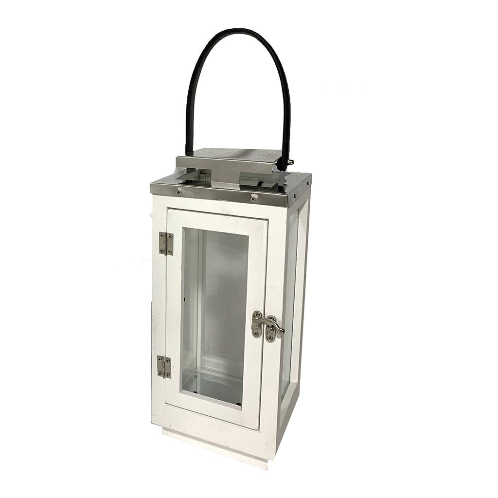 Farol decorativo blanco 14X14X32CM