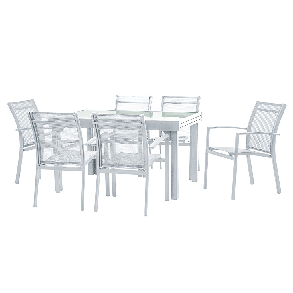 Juego de comedor blanco Ghita 7pcs