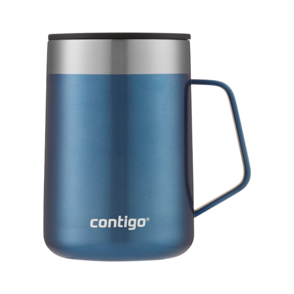 Taza De Acero Inoxidable De 14oz Con Asa, Color Maíz Azul.