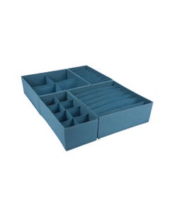 Organizador para cajón plegable azul con 4 separadores