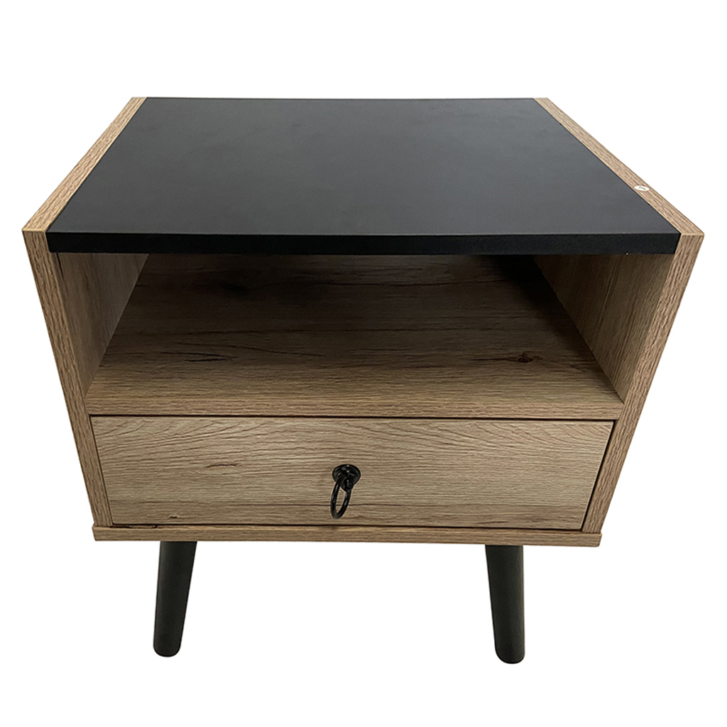 Mesa De Noche Con Patas De Metal Natural Oak