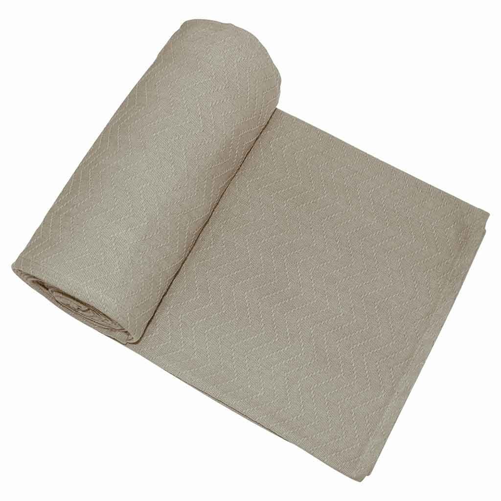 Cubrecama Beige De Algodón Con Rayas 160x220cm