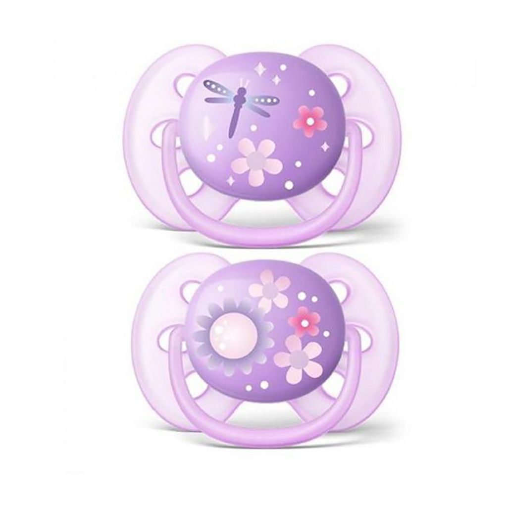Juego de 2 chupetes para bebés Ultra Soft morado