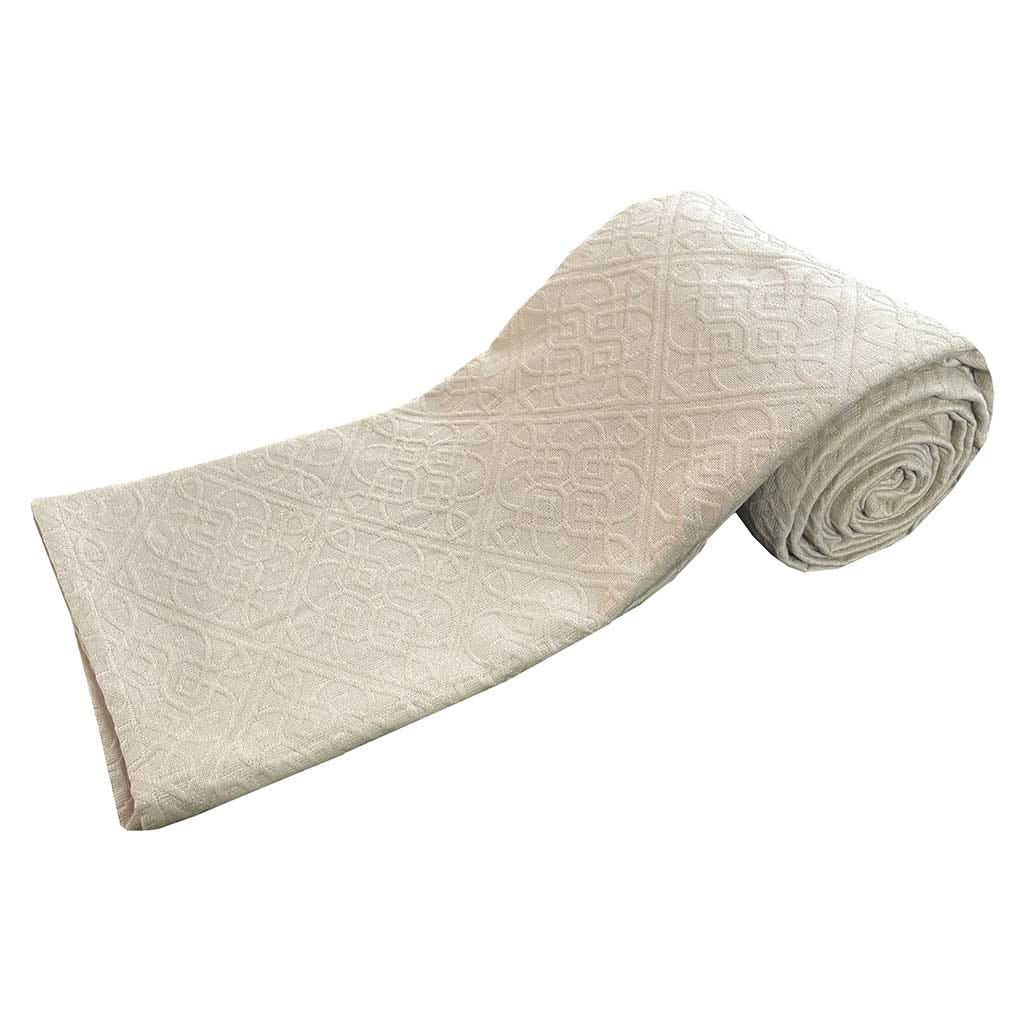 CUBRECAMA BEIGE CON DISEÑO GEOMÉTRICO 220X260CM