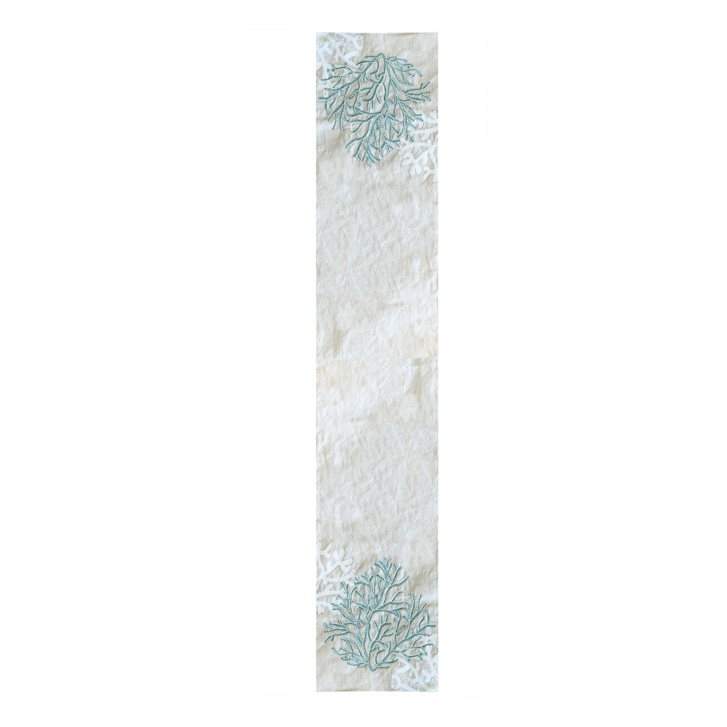 Camino De Mesa Con Bordado De Coral 35X183Cm