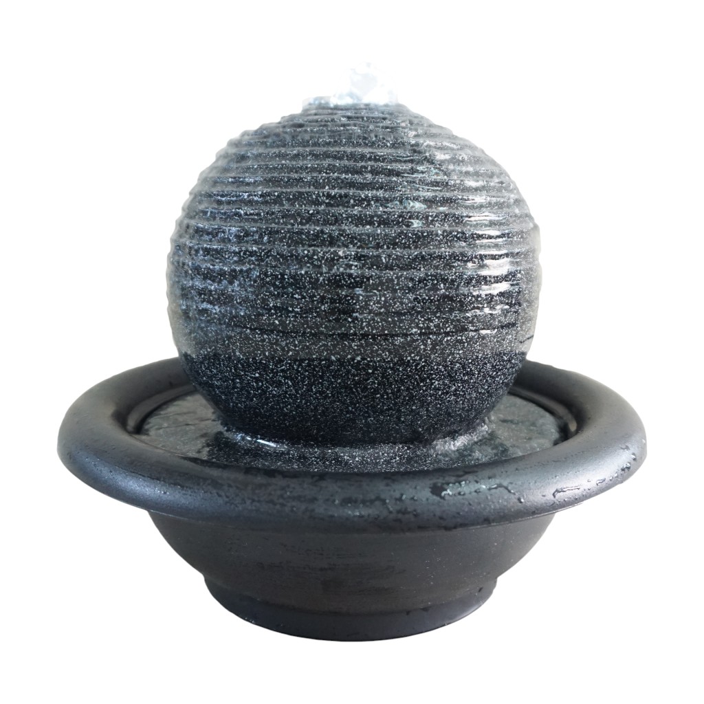 Fuente De Agua Decorativa Con Esfera Negra 25X20.5Cm