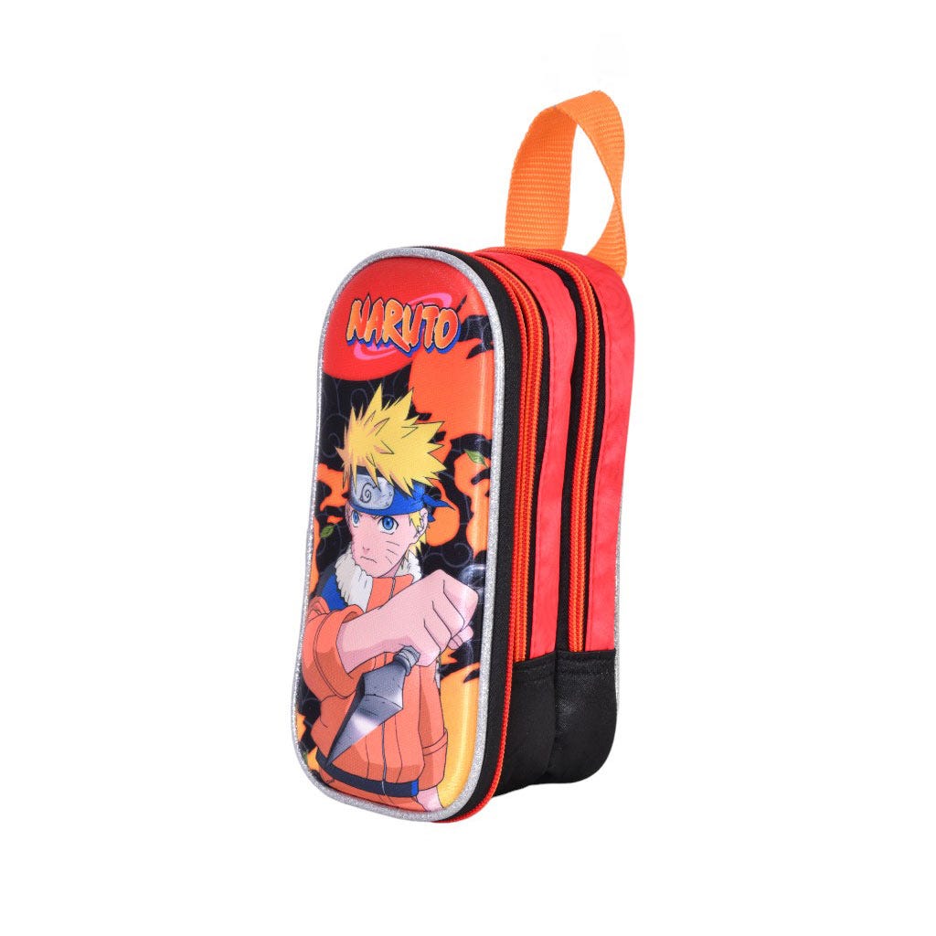 Cartuchera De 2 Compartimentos Para Niiño De Naruto 10X22Cm