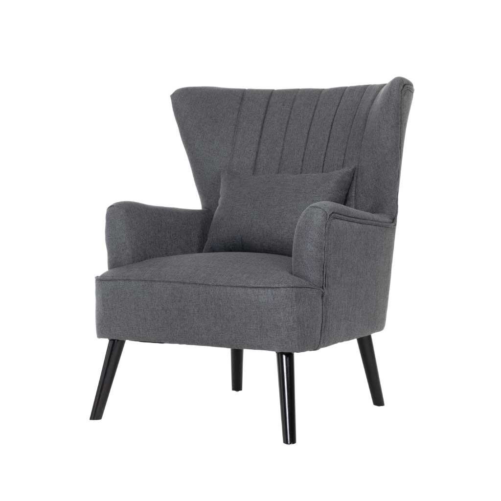 Sill&oacute;n gris con patas de madera Cora