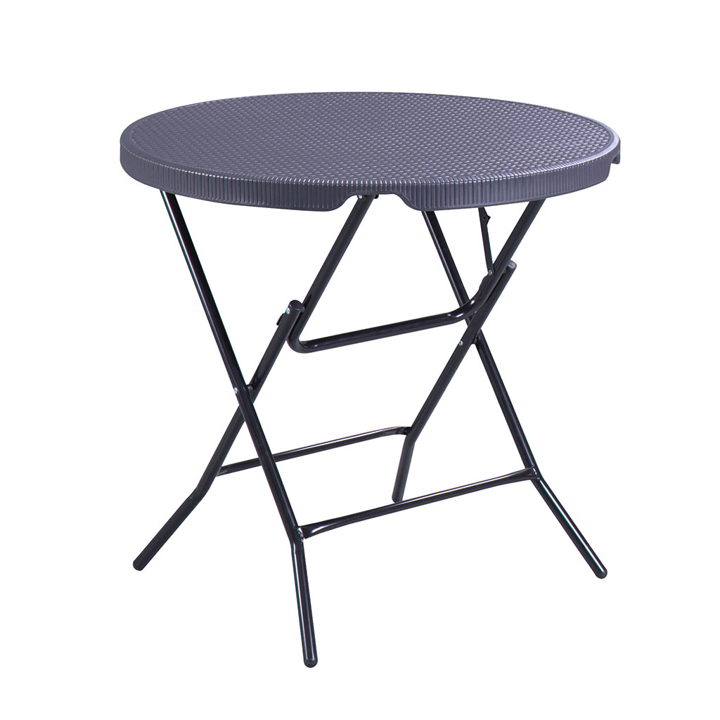 Mesa Redonda Retráctil Negra 80X80X76CM