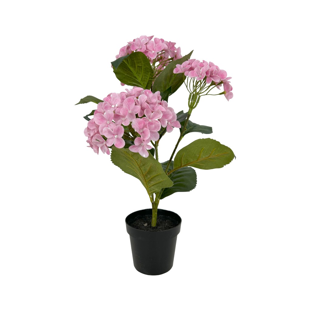 Hortensia Rosa Artificial En Pote 43cm