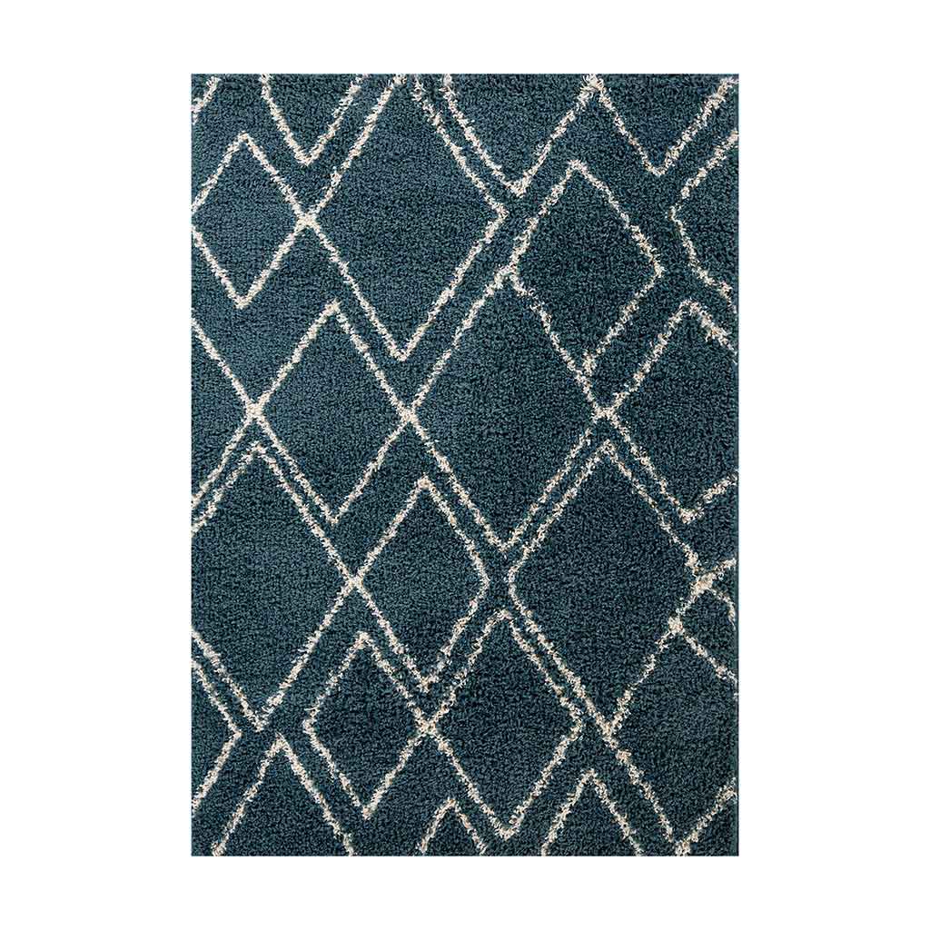 Alfombra Azul Estampada De Rombo 133x190cm