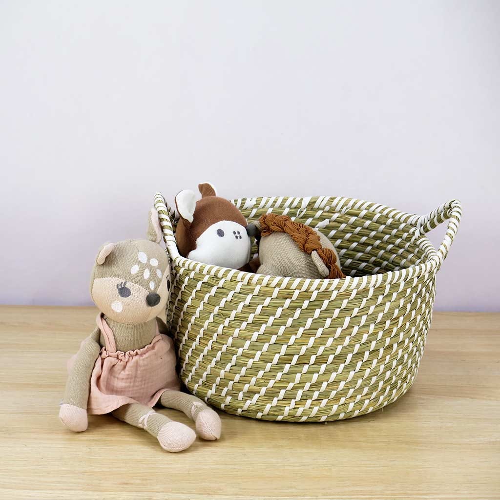 Cesta Con Lineas Blancas 32x20cm