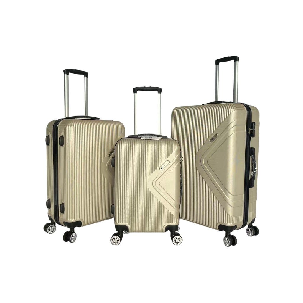 Set De 3 Maletas Abs Caqui Con Ruedas Dobles
