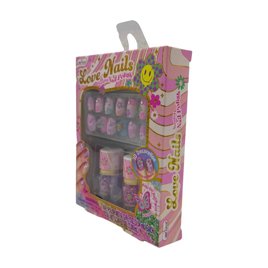 Set Infantil Con Uñas Postizas Y Esmaltes