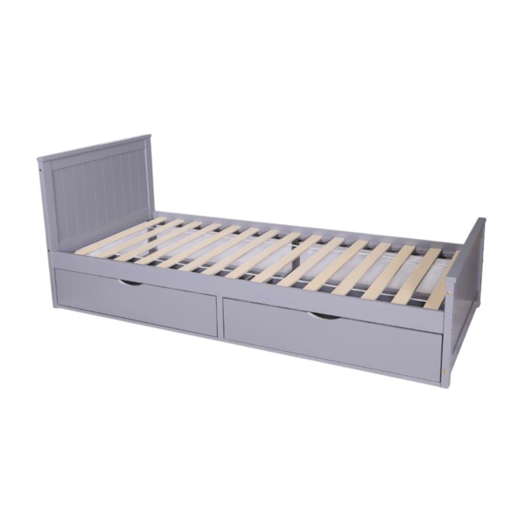 Base De Cama Individual Liara Gris 196X105X82Cm